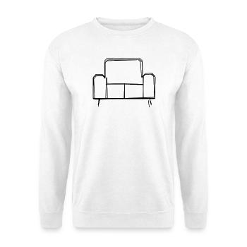 Sofa handgezeichnet - Unisex Pullover - Weiß - Vorne - Alina (178cm) & Michal (187cm)