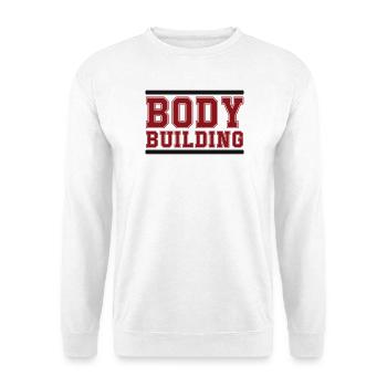 Body Building Emblem Vintage - Unisex Pullover - Weiß - Vorne - Alina (178cm) & Michal (187cm)