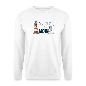 Moin am Leuchtturm - Unisex Pullover - Weiß - Vorne - Alina (178cm) & Michal (187cm)