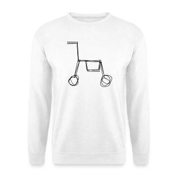 Rollator handgezeichnet - Unisex Pullover - Weiß - Vorne - Alina (178cm) & Michal (187cm)