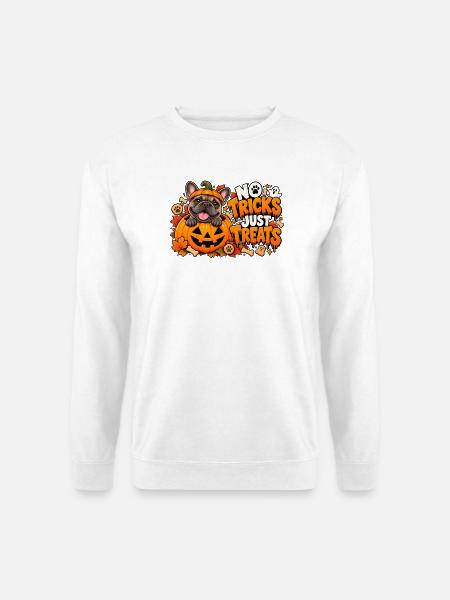 No Tricks Just Treats Halloween Französische - Unisex Pullover - Weiß