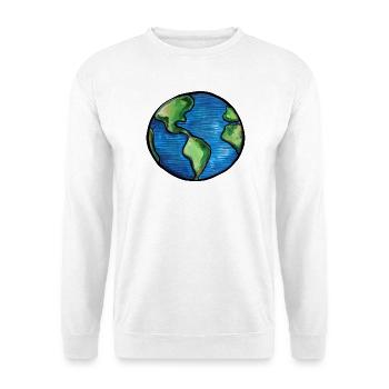 Aquarell Erdkugel-Illustration - Unisex Pullover - Weiß - Vorne - Alina (178cm) & Michal (187cm)
