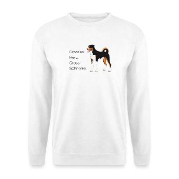 Grosses Herz Grossi Schnorre - Unisex Pullover - Weiß - Vorne - Alina (178cm) & Michal (187cm)