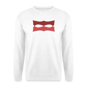 Roter Wellenmasken Muster - Unisex Pullover - Weiß - Vorne - Alina (178cm) & Michal (187cm)