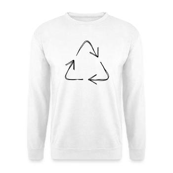 Recycling handgezeichnet - Unisex Pullover - Weiß - Vorne - Alina (178cm) & Michal (187cm)