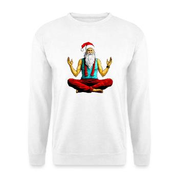 Yogi Weihnachtsmann Yoga - Unisex Pullover - Weiß - Vorne - Alina (178cm) & Michal (187cm)