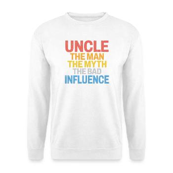 Lustiges Onkel-Onkel-Humorgeschenk für Onkel-Familienhumor - Unisex Pullover - Weiß - Vorne - Alina (178cm) & Michal (187cm)