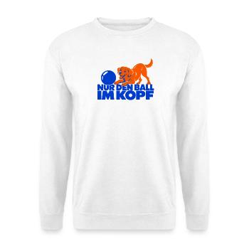 Nur den Ball im Kopf – Labrador - Unisex Pullover - Weiß - Vorne - Alina (178cm) & Michal (187cm)