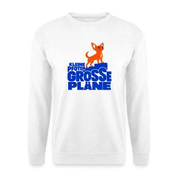Kleine Pfoten, große Pläne – Chihuahua - Unisex Pullover - Weiß - Vorne - Alina (178cm) & Michal (187cm)