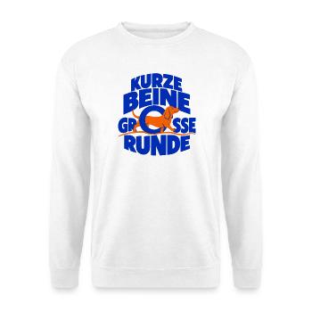 Kurze Beine, große Runde – Dackel - Unisex Pullover - Weiß - Vorne - Alina (178cm) & Michal (187cm)