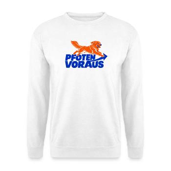 Pfoten voraus – Golden Retriever - Unisex Pullover - Weiß - Vorne - Alina (178cm) & Michal (187cm)