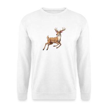 Weißwedelhirsch-Springen - Unisex Pullover - Weiß - Vorne - Alina (178cm) & Michal (187cm)