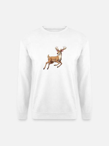 Weißwedelhirsch-Springen - Unisex Pullover - Weiß