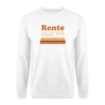 Rente mit 99 Satire Retro - Unisex Pullover - Weiß - Vorne - Alina (178cm) & Michal (187cm)