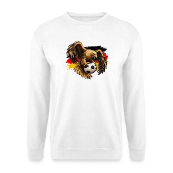 Deutschland Fußball Adler – Schwarz Rot Gold - Unisex Pullover - Weiß - Vorne - Alina (178cm) & Michal (187cm)
