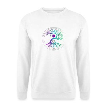 Baum des Lebens Yin Balance - Unisex Pullover - Weiß - Vorne - Alina (178cm) & Michal (187cm)
