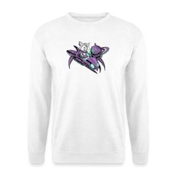 Hyperjet Bunny Punk Alien Spacepilot SciFi - Unisex Pullover - Weiß - Vorne - Alina (178cm) & Michal (187cm)