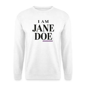 I'm Jane Doe – Meine Stimme - Unisex Pullover - Weiß - Vorne - Alina (178cm) & Michal (187cm)
