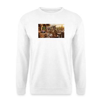 Eule serviert ihren Mitternachtsmaus-Cocktail - Unisex Pullover - Weiß - Vorne - Alina (178cm) & Michal (187cm)