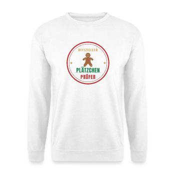 Offizieller Plätzchen-Prüfer – Weihnachten - Unisex Pullover - Weiß - Vorne - Alina (178cm) & Michal (187cm)