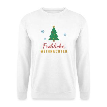 Fröhliche Weihnachten – Tannenbaum - Unisex Pullover - Weiß - Vorne - Alina (178cm) & Michal (187cm)