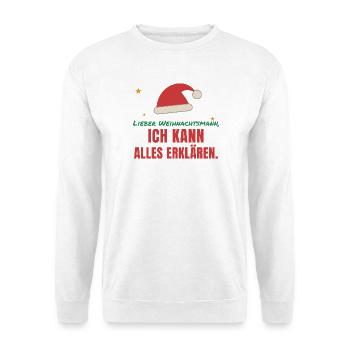 Lieber Weihnachtsmann, ich kann alles erklären - Unisex Pullover - Weiß - Vorne - Alina (178cm) & Michal (187cm)