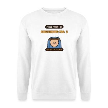 Stolzer Elternteil von Hirte Nr. 3 (Geburt) - Unisex Pullover - Weiß - Vorne - Alina (178cm) & Michal (187cm)