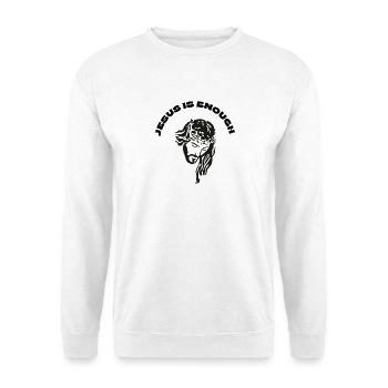 Jesus ist genug christliches Glaubensdesign - Unisex Pullover - Weiß - Vorne - Alina (178cm) & Michal (187cm)
