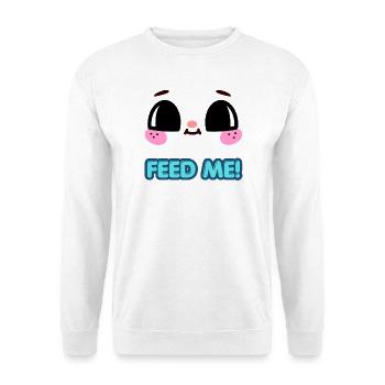 Fütter mich Kawaii süßes Gesicht Anime Foodie-Kunst - Unisex Pullover - Weiß - Vorne - Alina (178cm) & Michal (187cm)