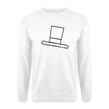 Zylinder handgezeichnet - Unisex Pullover - Weiß - Vorne - Alina (178cm) & Michal (187cm)