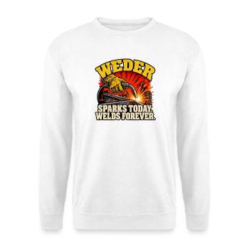 Schweißfunken für immer - Unisex Pullover - Weiß - Vorne - Alina (178cm) & Michal (187cm)