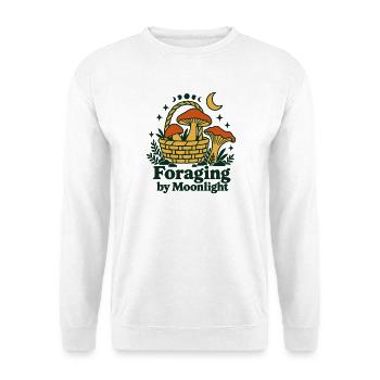 Nahrungssuche im Mondlicht – Goblincore-Pilze - Unisex Pullover - Weiß - Vorne - Alina (178cm) & Michal (187cm)