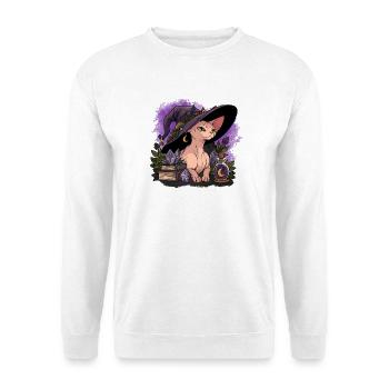 Mystic Cat Witch Sphinx - Unisex Pullover - Weiß - Vorne - Alina (178cm) & Michal (187cm)