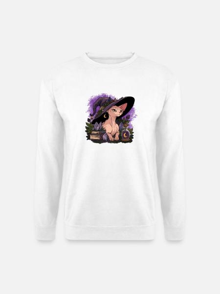 Mystic Cat Witch Sphinx - Unisex Pullover - Weiß