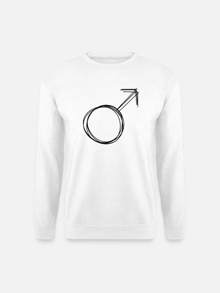 Männlich Zeichen handgezeichnet - Unisex Pullover - Weiß