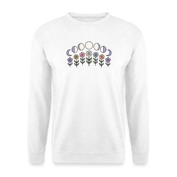 Mondphasen mit Blumen Bogen T-Shirt Design - Unisex Pullover - Weiß - Vorne - Alina (178cm) & Michal (187cm)