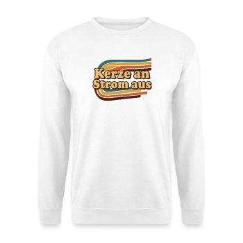 Kerze an Strom aus Strompreis Satire Retro - Unisex Pullover - Weiß - Vorne - Alina (178cm) & Michal (187cm)