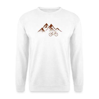 Mountainbike-Fahrrad-Grafik-Abenteuer-Fahrradgeschenk - Unisex Pullover - Weiß - Vorne - Alina (178cm) & Michal (187cm)