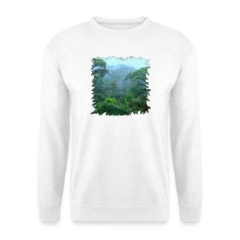 Regenwald Morgendunst - Unisex Pullover - Weiß - Vorne - Alina (178cm) & Michal (187cm)