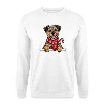 Weihnachten Border Terrier - Unisex Pullover - Weiß - Vorne - Alina (178cm) & Michal (187cm)