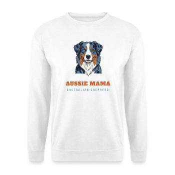 Aussie Mama – Australian Shepherd Hundemama - Unisex Pullover - Weiß - Vorne - Alina (178cm) & Michal (187cm)