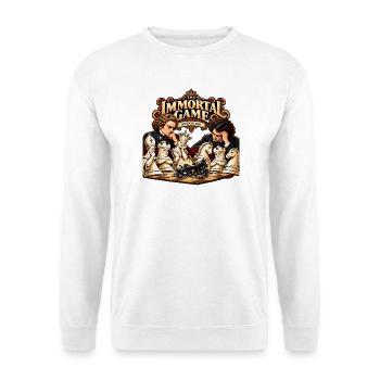 Immortal Game - Unsterbliche Partie Schach Legende - Unisex Pullover - Weiß - Vorne - Alina (178cm) & Michal (187cm)