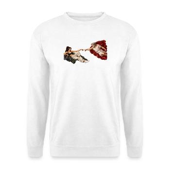 Die Erschaffung des DJs - Unisex Pullover - Weiß - Vorne - Alina (178cm) & Michal (187cm)