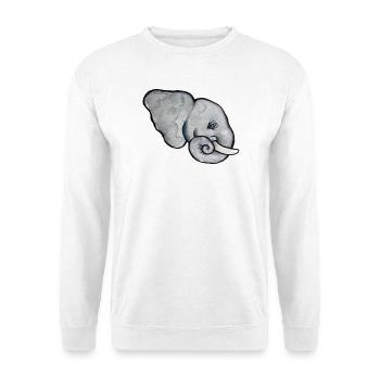 Aquarell Elefantenkopf - Unisex Pullover - Weiß - Vorne - Alina (178cm) & Michal (187cm)