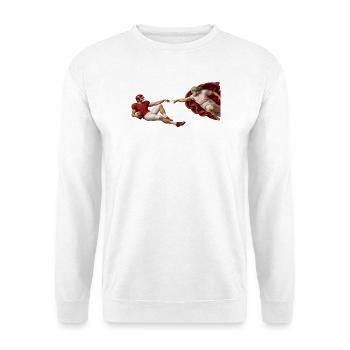 Die Erschaffung des Footballs - Unisex Pullover - Weiß - Vorne - Alina (178cm) & Michal (187cm)