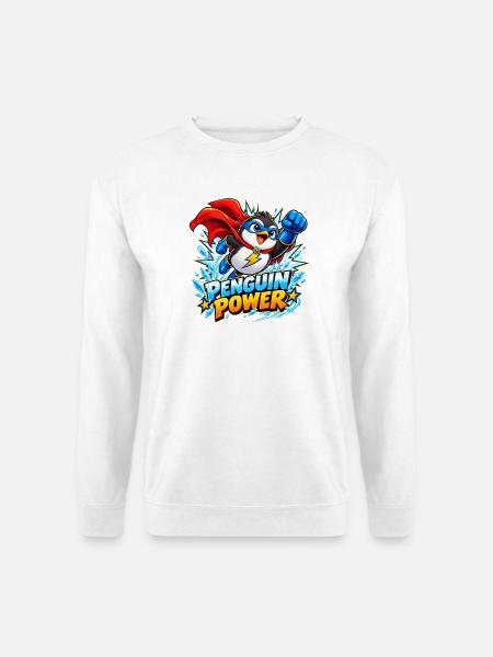 Pinguin Power Superheld-Design - Unisex Pullover - Weiß