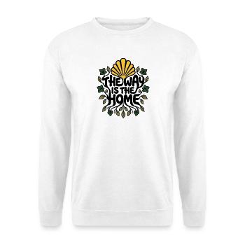 Der Weg ist das Zuhause – Camino de Santiago - Unisex Pullover - Weiß - Vorne - Alina (178cm) & Michal (187cm)