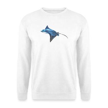 Mantarochen im Ozeanblau - Unisex Pullover - Weiß - Vorne - Alina (178cm) & Michal (187cm)