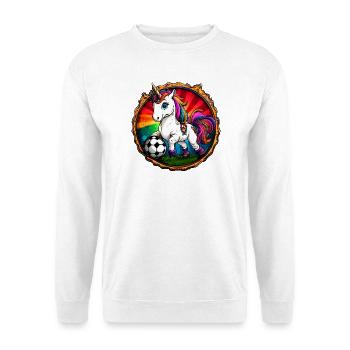 Einhörner Fussball - Unisex Pullover - Weiß - Vorne - Alina (178cm) & Michal (187cm)