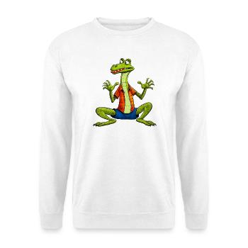Eidechsen Yoga - Unisex Pullover - Weiß - Vorne - Alina (178cm) & Michal (187cm)